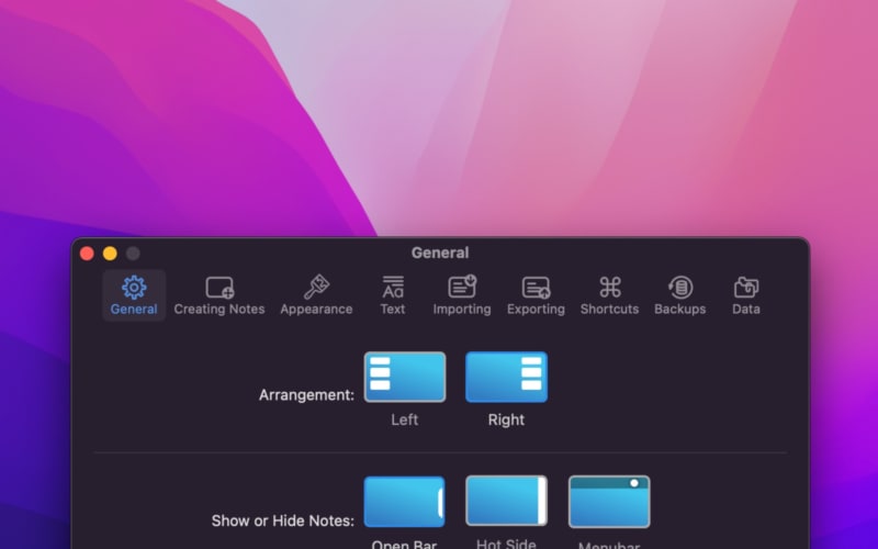 Changing the side in Preferences