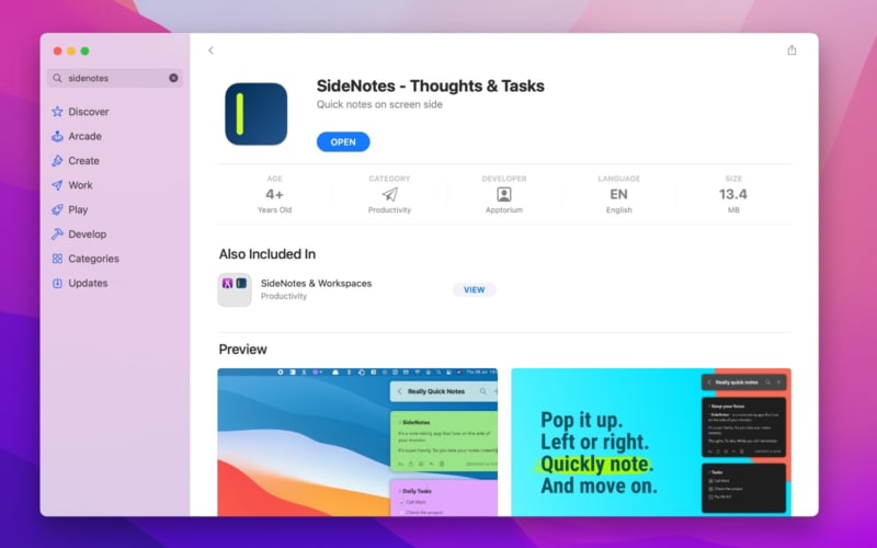 SideNotes - Thoughts & Tasks on the Mac App Store