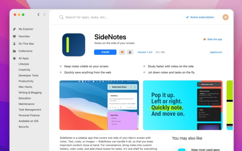 SideNotes – Features – Apptorium